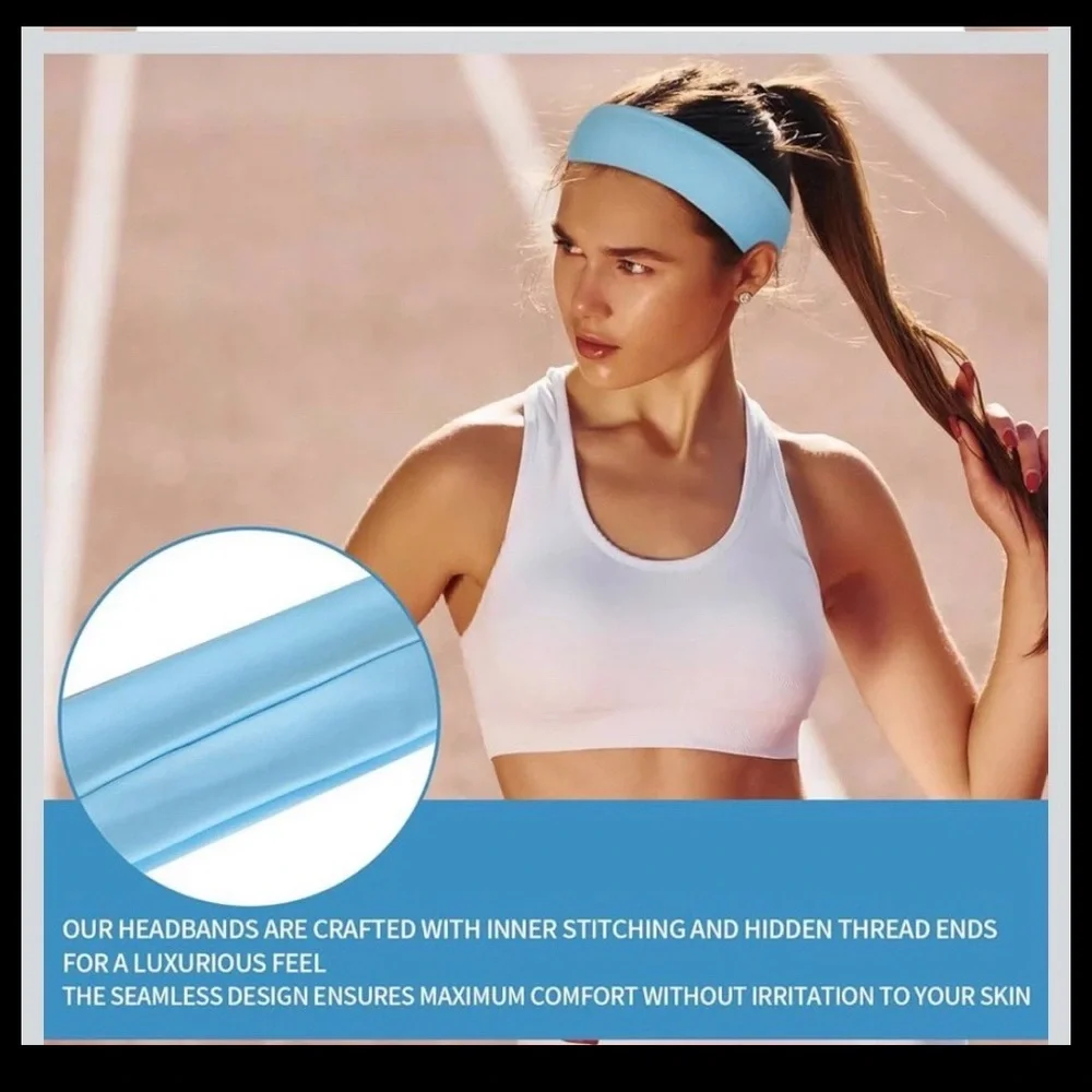 30 Pcs Multicolored Workout Stretchy Cloth Headbands Non Slip Yoga Sports Hair .